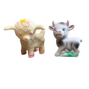 Vintage R Dakin & Co Lamb & Calf Figurines - Adorable Farm Animal Decor